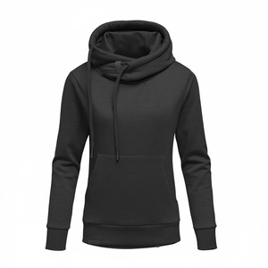 Sweat-shirt à capuche pour femme, couleur unie, manches longues, tricoté en coton et fibre de bambou, avec poches, style décontracté respirant pour l'automne - Product Image 2