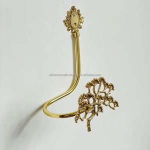 Antique Gold Bird <b>Curtain</b> Holdback Decorative Window Hardware Traditional Style Metal <b>Hook</b> <b>with</b> Floral Design - Product Image 6