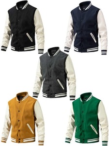 Chaqueta Clásica de Invierno Estilo Letterman, Deportiva, de Lana y Piel de Oveja, Transpirable, Tipo Bomber - Product Image 1
