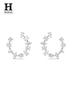 Luxury Mixed Cut Diamond Open Hoop Earrings 18K White Gold Multi Shape Pear <b>Emerald</b> Marquise Lab Grown Diamond Earrings Women - Product Image 1