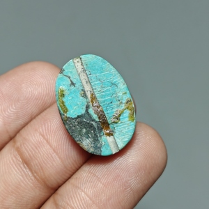 Turquoise naturelle du Hubei, cabochon ovale, pierre précieuse turquoise pour la fabrication de bijoux, 22x16x5 mm. 10 Ct. E662 - Product Image 4