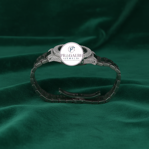 นาฬิกาข้อมือ Pragalbh Jewels หรูหรา ประดับเพชรแบบ Iced Out Pave Setting ระบบควอตซ์ สายสแตนเลส สำหรับผู้ชายและผู้หญิง - Product Image 5