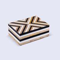 Boîte à bijoux artisanale en os incrusté, pour offrir en cadeau, boîte décorative, design feuille sculptée