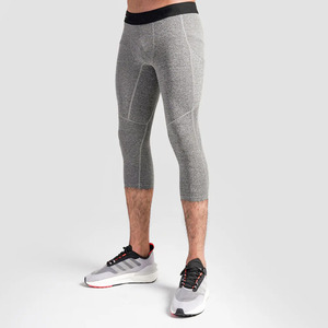 Leggings de compression pour hommes, de haute qualité, pour l'entraînement et le fitness, taille élastique, séchage rapide, noir et blanc, vente en gros sur mesure - Product Image 2