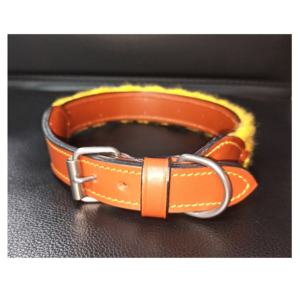 Arnés de cuero marrón para perros y gatos, cinturones para mascotas, hilo amarillo, diseño trenzado, patrón sólido, decoración colorida, estilo de cadena directo - Product Image 2