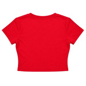 เสื้อครอปท็อปผู้หญิงสีแดง PDK ทรงเข้ารูป ปักลายตัวอักษรกรีกสีทอง ดีไซน์ปี 1923 แขนสั้น คอกลม เสื้อยืดลำลองสำหรับฤดูร้อน - Product Image 5