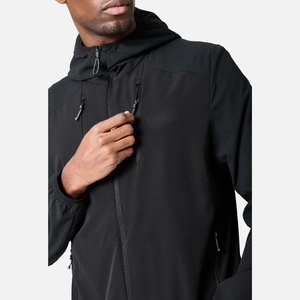 Ensemble de survêtement à capuche pour homme, manches longues, noir uni, imprimé délavé, coupe-vent, sportif, en Spandex/Nylon, pour l'automne, coupe ample, avec détails latéraux - Product Image 3