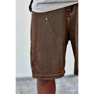 Shorts Bermuda Homme Taille Mi-Haute Couleur Unie en Tissu Peigné Respirant à Impression Numérique avec Poches et Cordon de Serrage Décontracté - Product Image 4