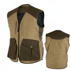 Veste de chasse marron sans manches avec doublure polaire, logo personnalisé, veste camouflage coupe-vent chaude pour activités de plein air, vêtements de chasse zippés - Product Image 5