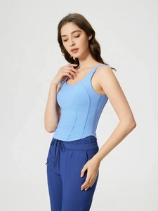 Ever Glow Women's Blue Solid O-Neck <b>Sleeveless</b> <b>Knitted</b> Tank <b>Top</b> Breathable Eco-Friendly Quick Dry Plus Size Autumn Wear - Product Image 2