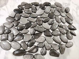 หินอัญมณีออบซิเดียนประกายเงินธรรมชาติคริสตัลแท้สำหรับเครื่องประดับหินเกรดสูงแบบแบนด้านหลังเรียบ - Product Image 4