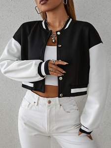 Women's Cropped <b>Quilted</b> Winter Varsity Jacket Premium Letterman Bomber Custom Embroidery Streetwear OEM Wholesale Fashion <b>Wool</b> - Product Image 4