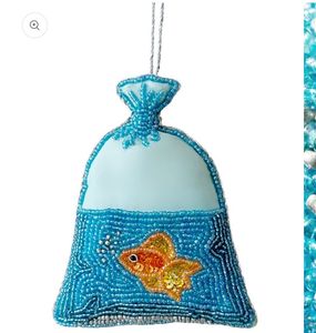 Beaded Fish <b>Bag</b> <b>Charm</b> Ocean Theme Hanging Ornament Handmade - Product Image 1