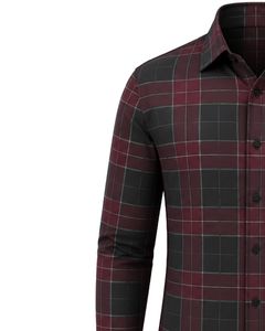 Chemise à carreaux marron et noir pour homme, décontractée et habillée, à manches longues, boutonnée, en flanelle de coton, pour le bureau, personnalisable - Product Image 3