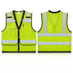 Gilet de sécurité réfléchissant jaune fluorescent d'été en maille respirante unisexe avec poche zippée pour uniforme de protection - Product Image 2