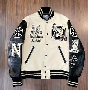 Fabrication OEM, logo personnalisé, veste varsity unie, manches en cuir, chaîne, broderie chenille, veste varsity vintage, veste varsity à lettres - Product Image 2