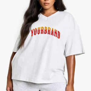 Camiseta de Verano para Mujer, 100% Algodón, Personalizada con Logotipo Impreso en DTF, Apliques, Color Sólido, Estilo Urbano, Cómoda, Venta al Por Mayor - Product Image 3