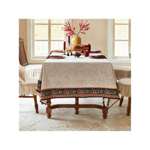 Gold Floral Jacquard Embroidered Unique Party Trendy Style <b>Table</b> Cloth Machine-wash Organic 100% Cotton Shipping Internationally - Product Image 5