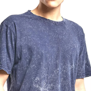 T-shirt en coton tie-dye à col rond et manches courtes pour homme, qualité supérieure, coupe classique, couleur unie, tricot jersey, design vierge - Product Image 2