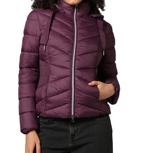 <b>Women</b> Winter Knitted Puffer Jacket Custom Made High Quality Reversible Fish Leather Detachable Collar Long Sleeve Hooded Nylon - Product Image 5