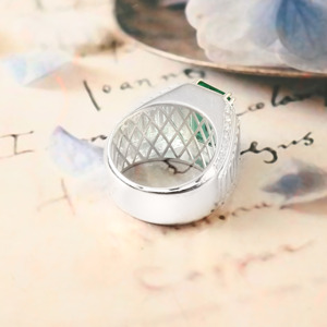 Anillo de Plata de Ley 925 para Hombre con Esmeralda Zambiana y Circonita Cúbica, Regalo de Joyería de Lujo para Él - Product Image 3