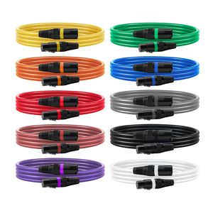 Confezione da 10 Cavi DMX XLR Bilanciati Schermati da 1 Metro, Placcati in Oro, a 3 Pin Maschio-Femmina, per Microfoni e Altoparlanti - Categoria Microfoni - Product Image 1