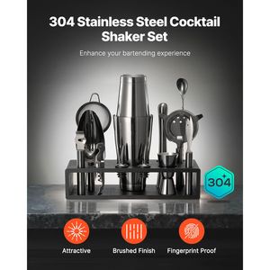 Set Shaker per Cocktail Martini con 13 Pezzi di Utensili da Bar in Acciaio Inox e Supporto in Bambù - Product Image 3