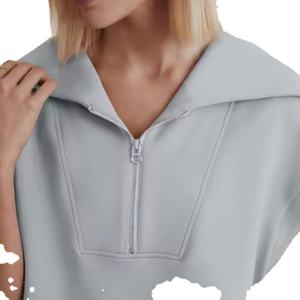 Conjunto corto personalizado para mujer, media cremallera, sin mangas, sudor y pantalones cortos acampanados, conjunto de pantalones cortos de dos piezas, ropa, traje deportivo de ocio 2026 - Product Image 6