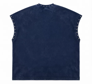 Custom Oversized <b>Rhinestone</b> Graphic Tank <b>Top</b> 100% Cotton Jersey Soft Fabric Vintage Style Sleeveless T Shirt Unisex OEM - Product Image 2