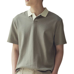 Camisa de Hombre de Verano de Alta Calidad, Sólida, Holgada, de Manga Corta, Tejida, Estilo Casual Elegante, con Solapa, Spandex/Algodón, 100% Poliéster, 220 GSM - Product Image 1