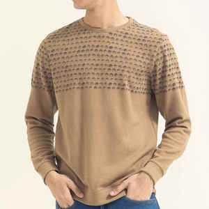 เสื้อสเวตเชิ้ตผู้ชายทรงปกติ คอกลม ผ้าถักลายจุด สวมใส่สบายๆ ในฤดูใบไม้ร่วง ผลิตจากผ้าฝ้าย 100% ระบายอากาศได้ดี - Product Image 4