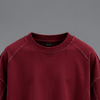 Camiseta de manga corta oversize color borgoña para hombre con costuras en contraste, estilo streetwear y cuello redondo. - Product Image 4