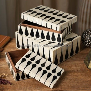 Boîte à bijoux en bois incrusté d'os indien dans de nombreuses couleurs dans les unités de fabrication Incrustation de résine indienne belle boîte de rangement disponible - Product Image 2