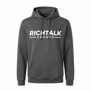 Sweat-shirt à capuche bleu clair pour homme, coupe classique, en molleton bouclette, avec impression en caoutchouc en relief, décontracté, pour l'automne, 100 % coton, avec poche - Product Image 2