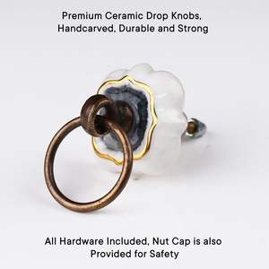 Bulk Vintage <b>Ceramic</b> Ring Pull <b>Knobs</b> Crackle Glaze Drawer Handles Antique Style <b>Cupboard</b> Drop Pull Furniture <b>Knobs</b> - Product Image 3