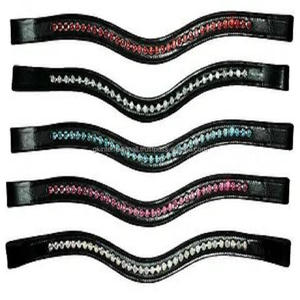 Productos de Carreras de Caballos ecuestres, banda de cuero artesanal para cejas de caballo con cristales de colores, diamantes de imitación, banda para cejas ostentosa - Product Image 1