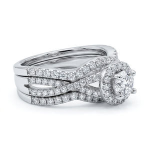 925 <b>Silver</b> Three-Piece Moissanite <b>Ring</b> <b>Set</b> Suitable for Daily Wear and Gift-Giving on Holidays - Product Image 3
