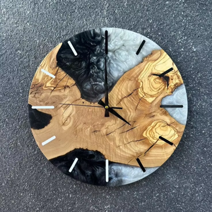 Horloge murale en bois et résine époxy de luxe, de bonne qualité, emballage standard, élégante décoration de salon, utilisation économique pour table ou mur - Product Image 1