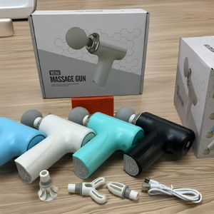 Mini pistola de masaje portátil de percusión de 6 velocidades, masajeador de vibración de tejido profundo Usb, cabeza de pistola de Fascia muscular profesional de mano - Product Image 1