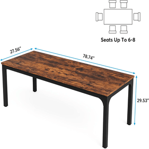 Table à manger en bois massif avec plateau rectangulaire en marbre, stable et durable, meuble assemblé extensible pour utilisation en salle de sport - Product Image 2