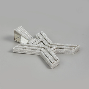 Pendentif lettre X plaqué rhodium, breloque à thème en strass de cristal pour bijoux de mode unisexe style hip-hop - Product Image 3