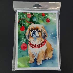 Whimsical A7 Size <b>5x7</b> Blank Note Cards Pack of 8 Christmas Greeting Cards <b>Envelopes</b> Featuring Pekingese Christmas Characters - Product Image 3