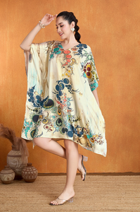 Vestido Kaftán de Rayón Chifón con Estampado Floral, Cuello en V, Manga Regular, Holgado, Largo hasta la Rodilla, Estilo Bohemio Casual de Verano para Mujer, con Botones - Product Image 6