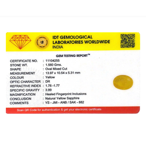 Loose 7.8 Carat Oval Cut Synthetic Yellow Sapphire Gemstone for Fine Jewelry - Product Image 4
