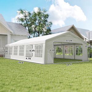 Tenda a baldacchino bianca 40FT X 20FT con pareti laterali rimovibili e usi versatili per auto - Product Image 3