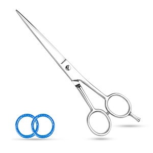 Tijeras de peluquero plateadas profesionales al por mayor tijeras de corte de pelo de acero inoxidable de alta calidad con punta de hoja afilada para salones - Product Image 1