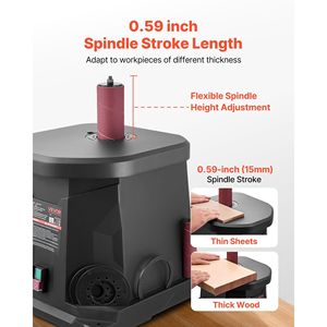 Levigatrice a mandrino oscillante da banco 2000 RPM, 6 attacchi (da 1/2 a 3 pollici), corsa 0,59 pollici, con porta di collegamento per aspirazione polvere - Product Image 4