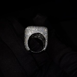 VVS Diam Unisex 925 Silver Moissanite Cluster Cocktail <b>Ring</b> Baguette Cut Prong Setting Rose Gold Plated Geometric Hip Hop Luxury - Product Image 3