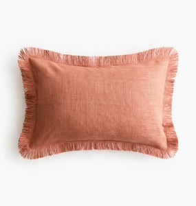 100% Woven Cotton Slub <b>Pillow</b> Covers with Fringes | Handmade Boho Decorative Cushion Covers for <b>Sofa</b> & Home Decor - Product Image 3
