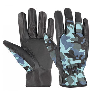 Gants de travail en cuir de chèvre de qualité industrielle, avec paume en cuir, manchette élastique, pour hommes adultes. - Product Image 1